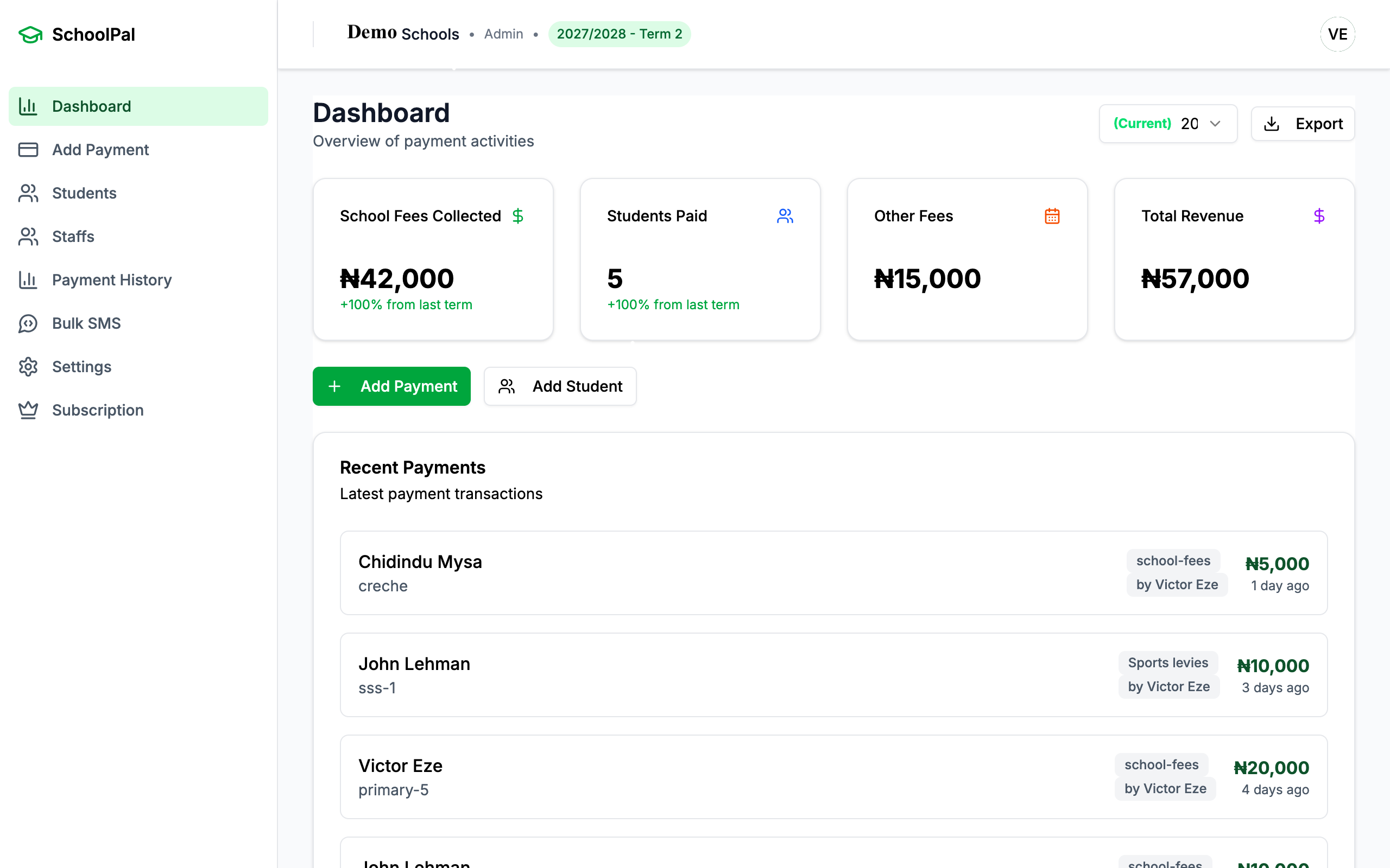 SchoolPal Dashboard